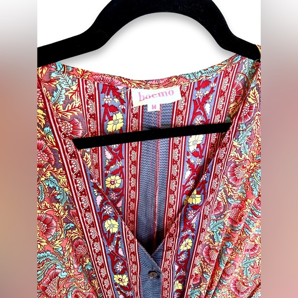 [ ANTHROPOLOGIE BOEMO ] Multi-patterned Flowy Cotton Maxi w/Ruffle Hem : Med - Picture 2 of 4